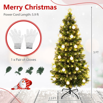 5 FT Pre-Lit Artificial Christmas Tree, Optical Fibers