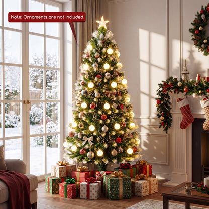 5 FT Pre-Lit Artificial Christmas Tree, Optical Fibers