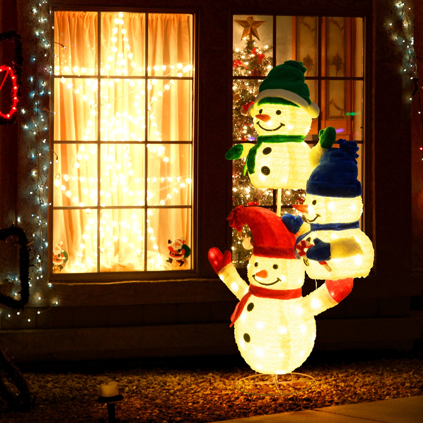 5 FT Stacked Snowman Christmas Decoration, 110 LED Lights Christmas Decor & Accessories at Gallery Canada