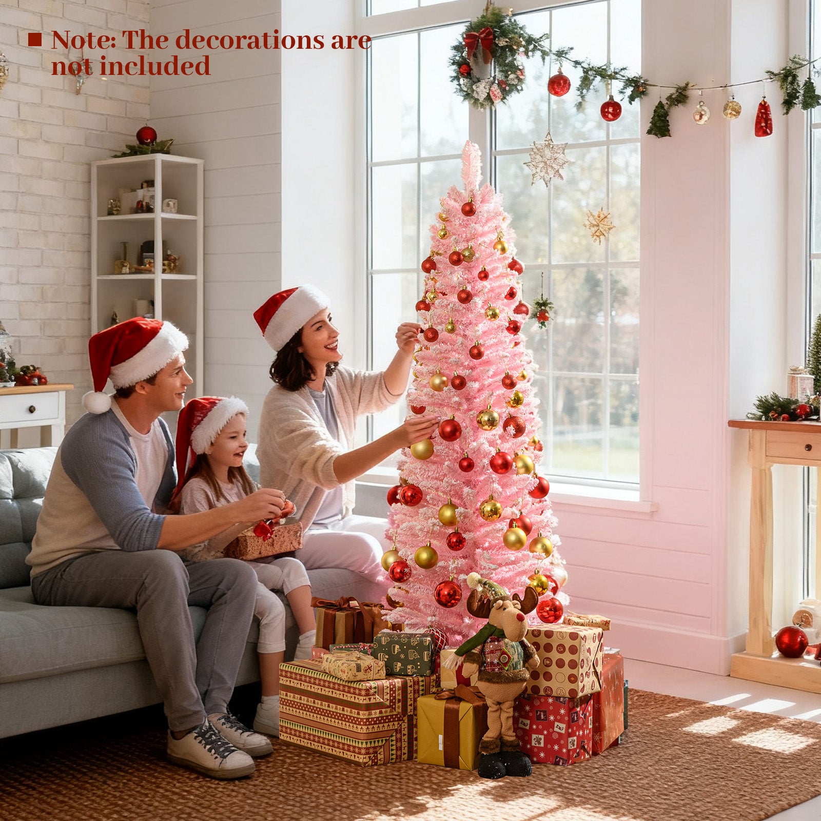 5 Feet Artificial Christmas Tree, 328 Branch Tips, Folding Metal Stand, Pink Christmas Tree at Gallery Canada
