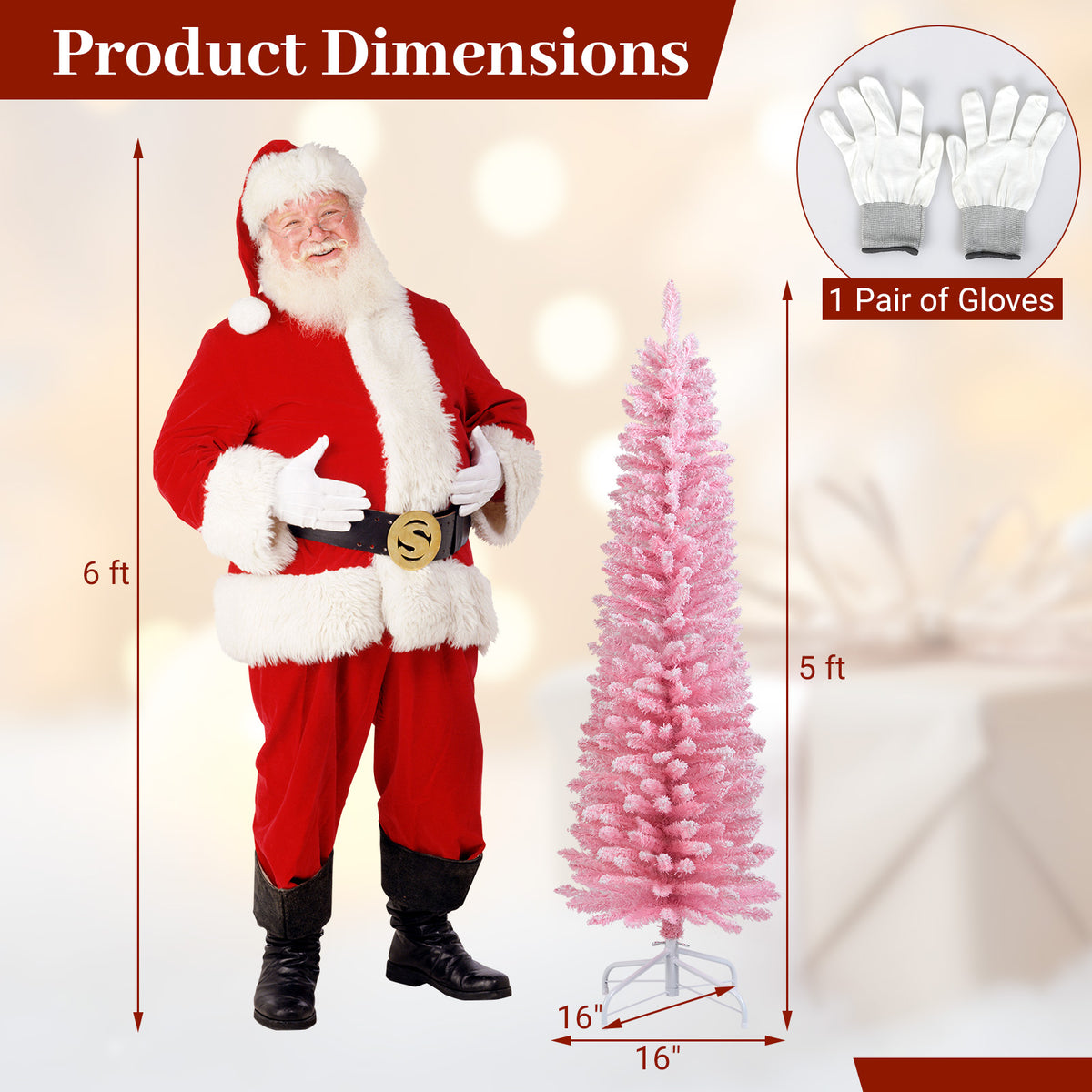 5 Feet Artificial Christmas Tree, 328 Branch Tips, Folding Metal Stand, Pink Christmas Tree at Gallery Canada