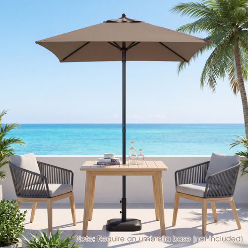 5 Ft Patio Square Market Umbrella With 4 Sturdy Ribs, Brown