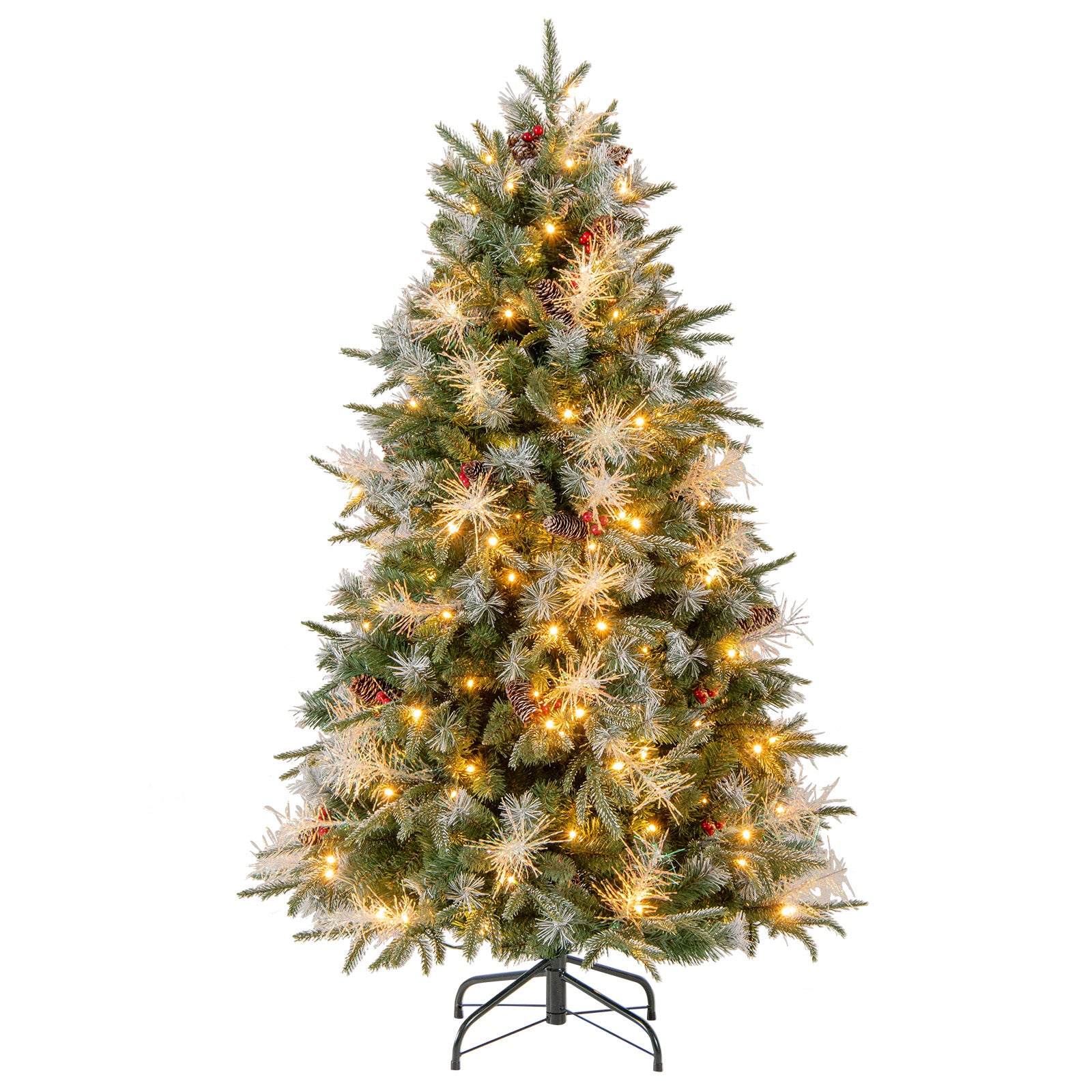 5 Feet Pre-Lit Artificial Christmas Tree, LED Lights, Berries, Green Christmas Tree Green at Gallery Canada