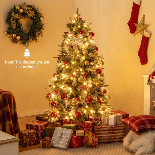 5 Feet Pre-Lit Artificial Christmas Tree, LED Lights, Berries, Green