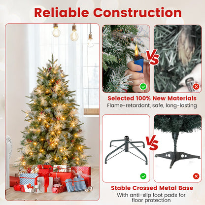 5 Feet Pre-Lit Artificial Christmas Tree, LED Lights, Berries, Green Christmas Tree at Gallery Canada