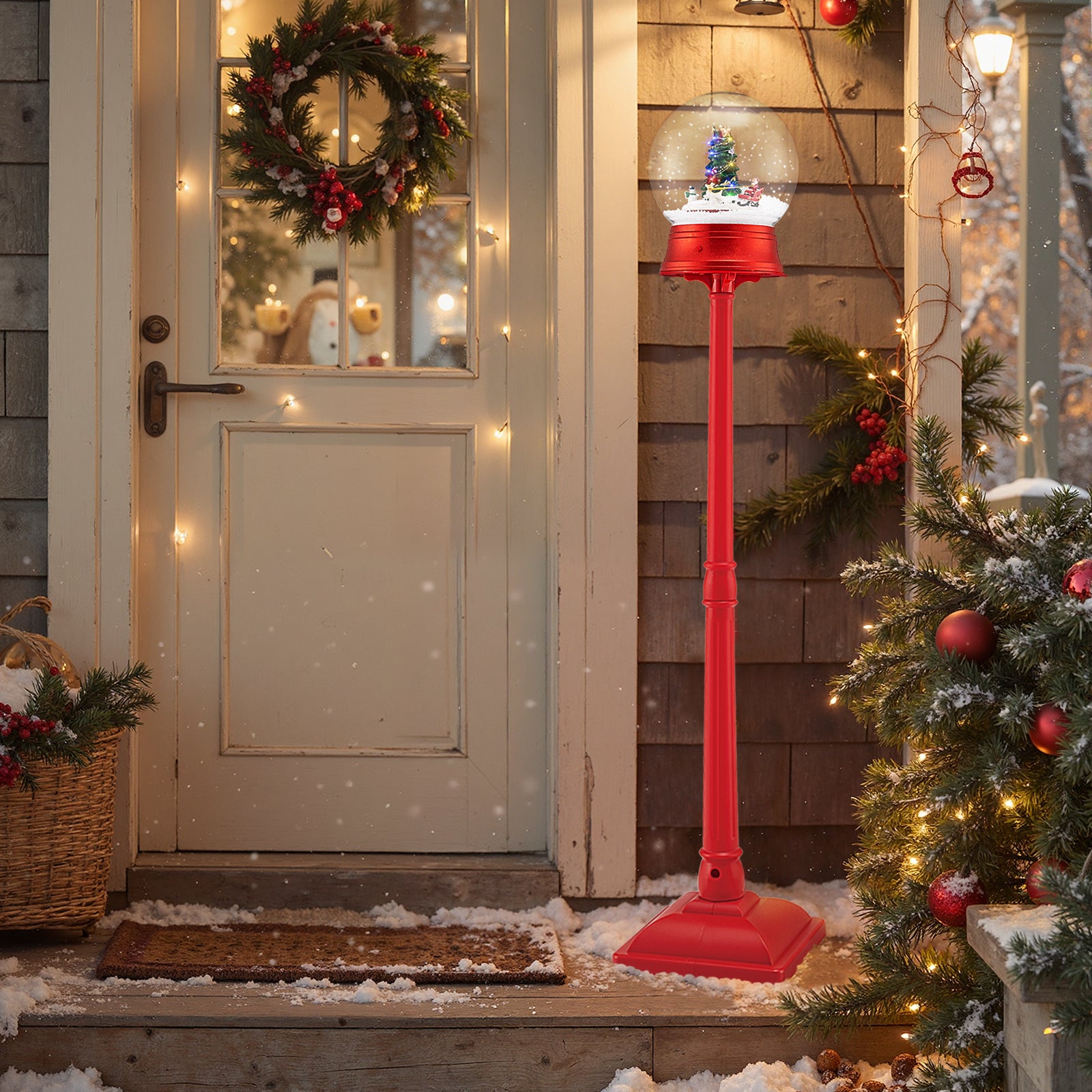 5 Ft Musical Christmas Street Lamp, 8 Tunes, Blowing Snow, Red Christmas Decor & Accessories at Gallery Canada