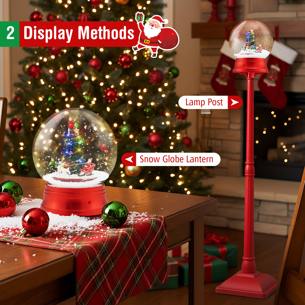 5 Ft Musical Christmas Street Lamp, 8 Tunes, Blowing Snow, Red Christmas Decor & Accessories at Gallery Canada