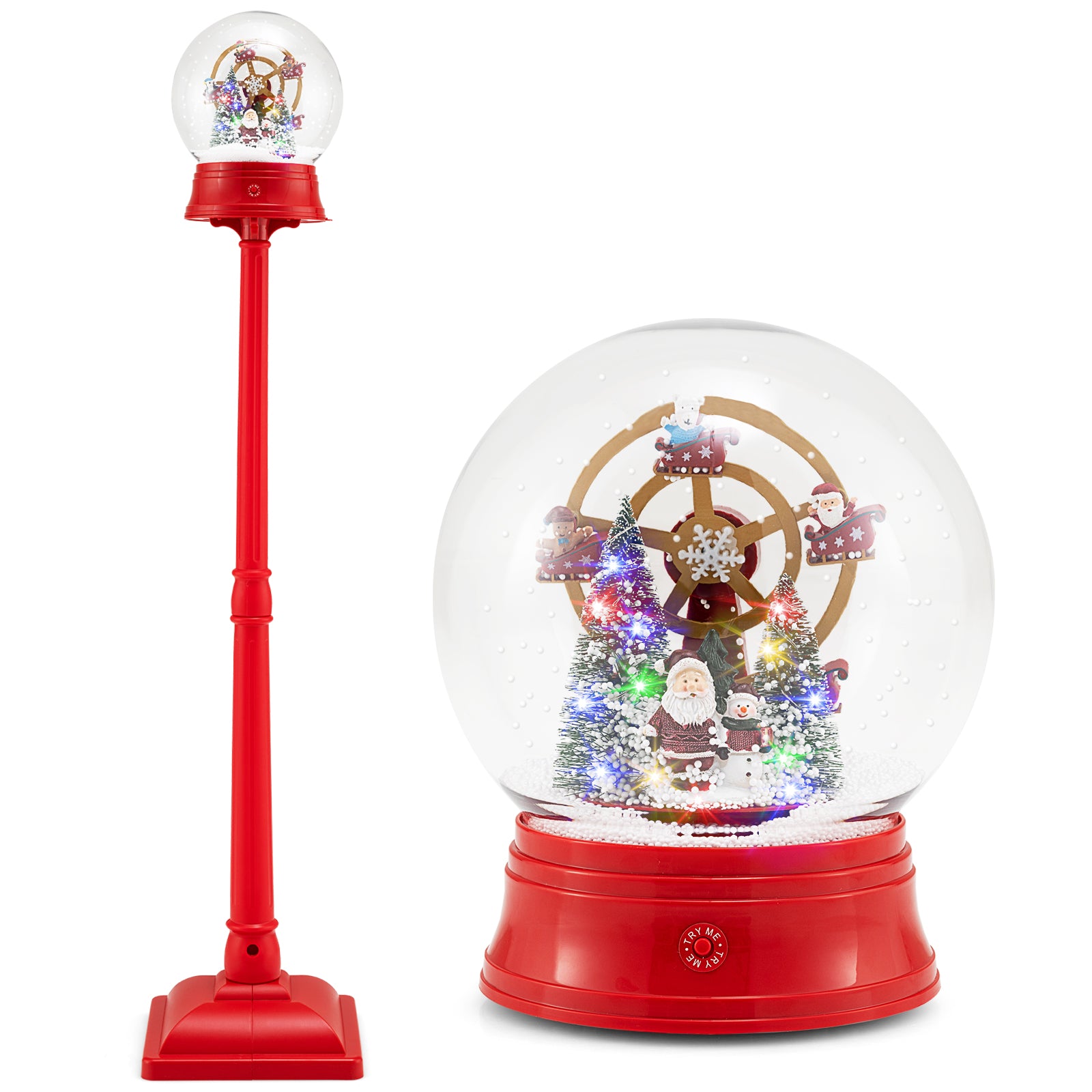 5 Ft Christmas Snow Globe Musical Street Lamp On Stand, Red Christmas Decor & Accessories at Gallery Canada