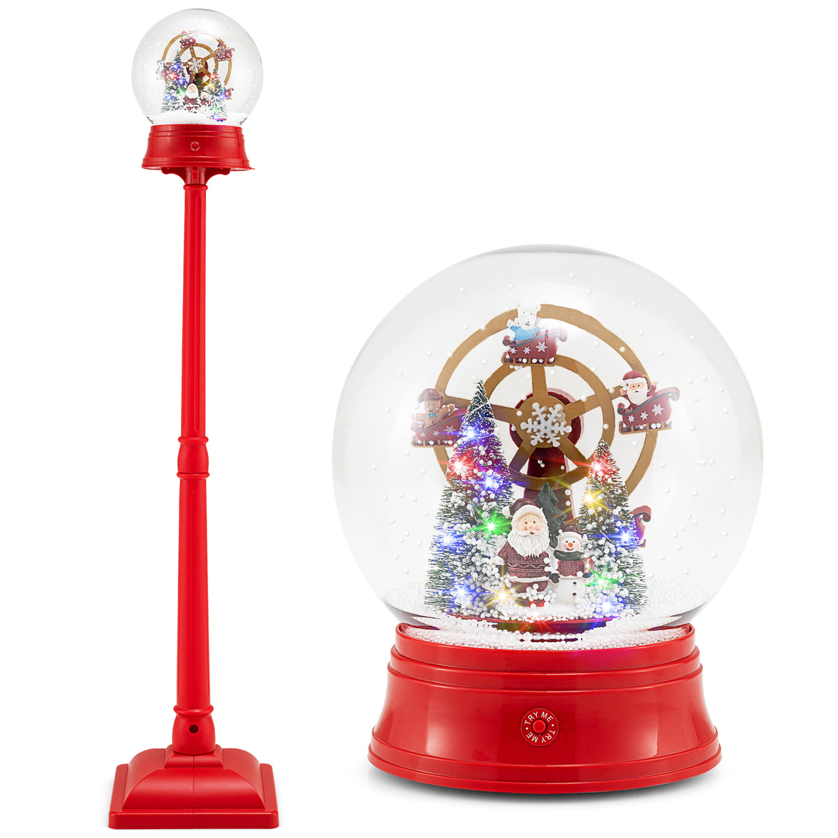 5 Ft Christmas Snow Globe Musical Street Lamp On Stand, Red Christmas Decor & Accessories at Gallery Canada