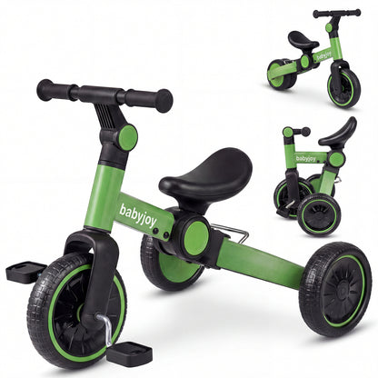 5-In-1 Toddler Bike, Kids Balance Bike With Removable Pedals, Green Balance Bikes at Gallery Canada