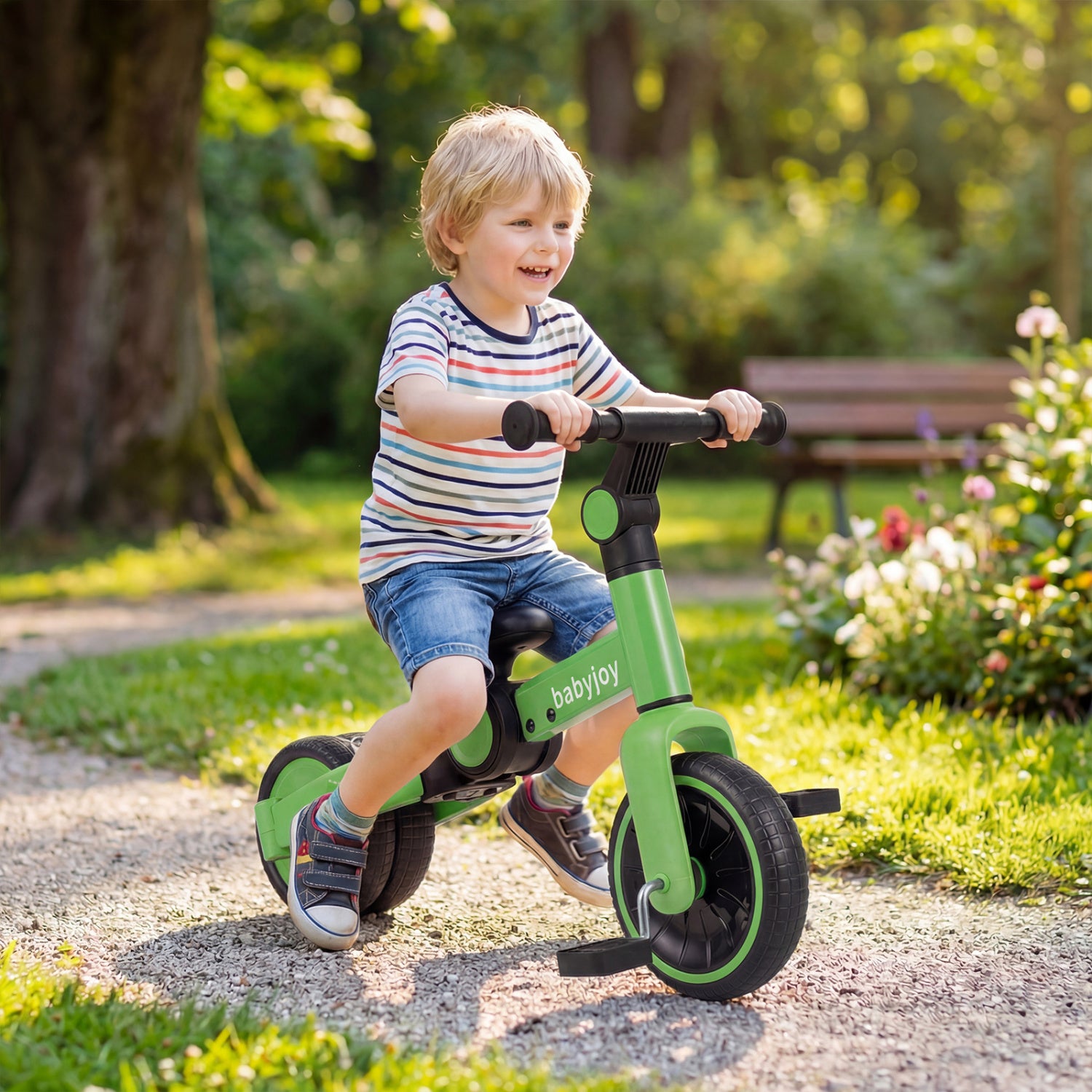 5-In-1 Toddler Bike, Kids Balance Bike With Removable Pedals, Green Balance Bikes at Gallery Canada
