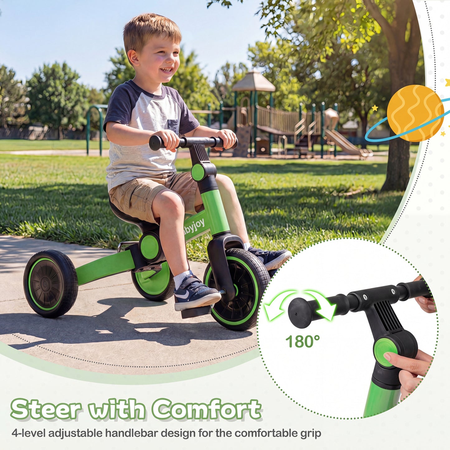 5-In-1 Toddler Bike, Kids Balance Bike With Removable Pedals, Green Balance Bikes at Gallery Canada