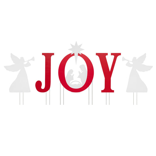 5 PCS Nativity Christmas Yard Sign Set, Angels, Red Christmas Decor & Accessories Red at Gallery Canada