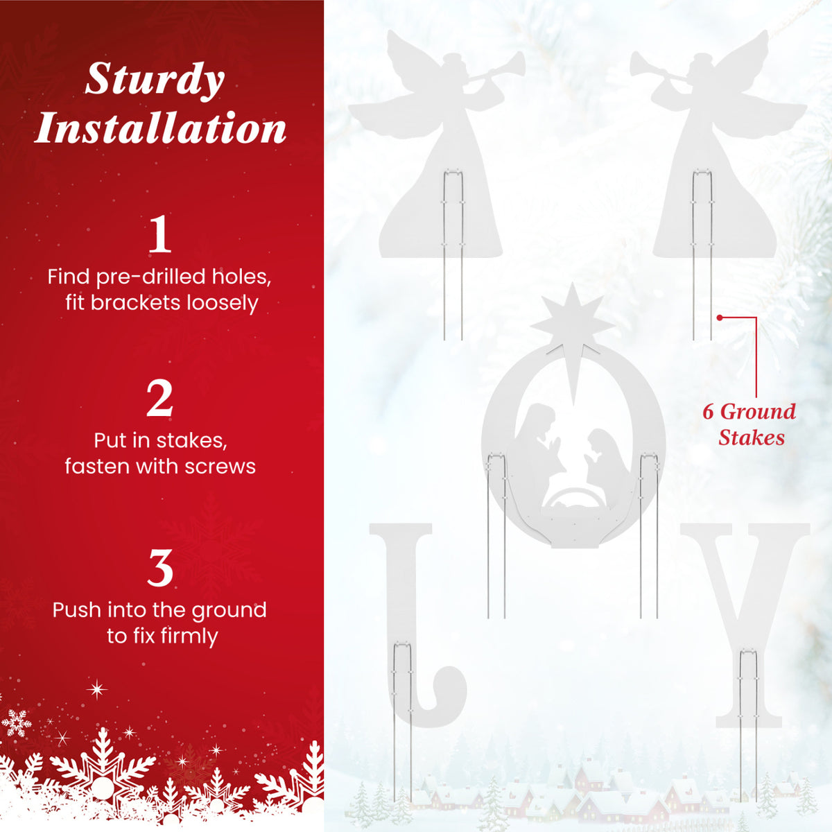 5 PCS Nativity Christmas Yard Sign Set, Angels, Red Christmas Decor & Accessories at Gallery Canada