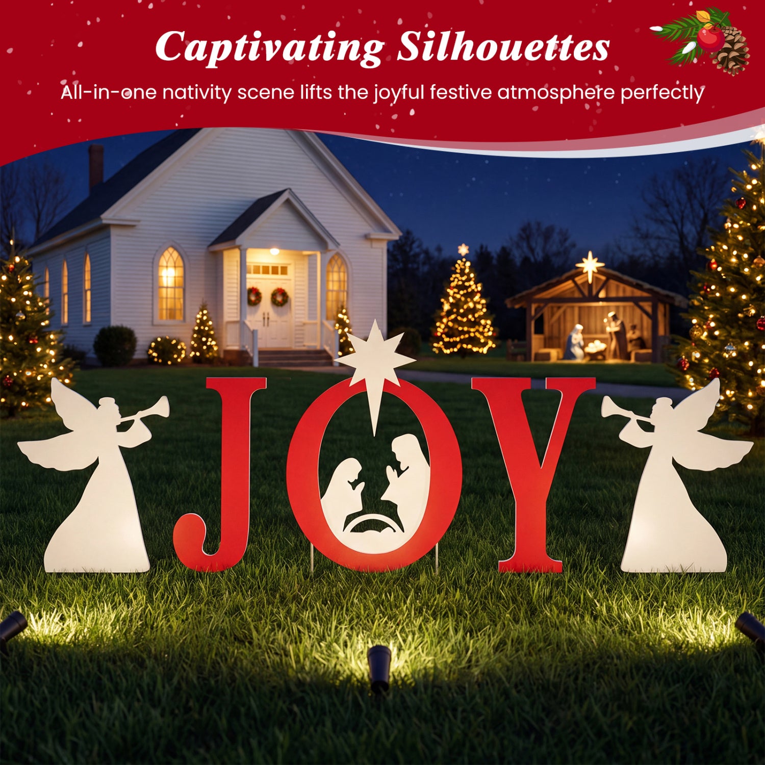 5 PCS Nativity Christmas Yard Sign Set, Angels, Red Christmas Decor & Accessories at Gallery Canada