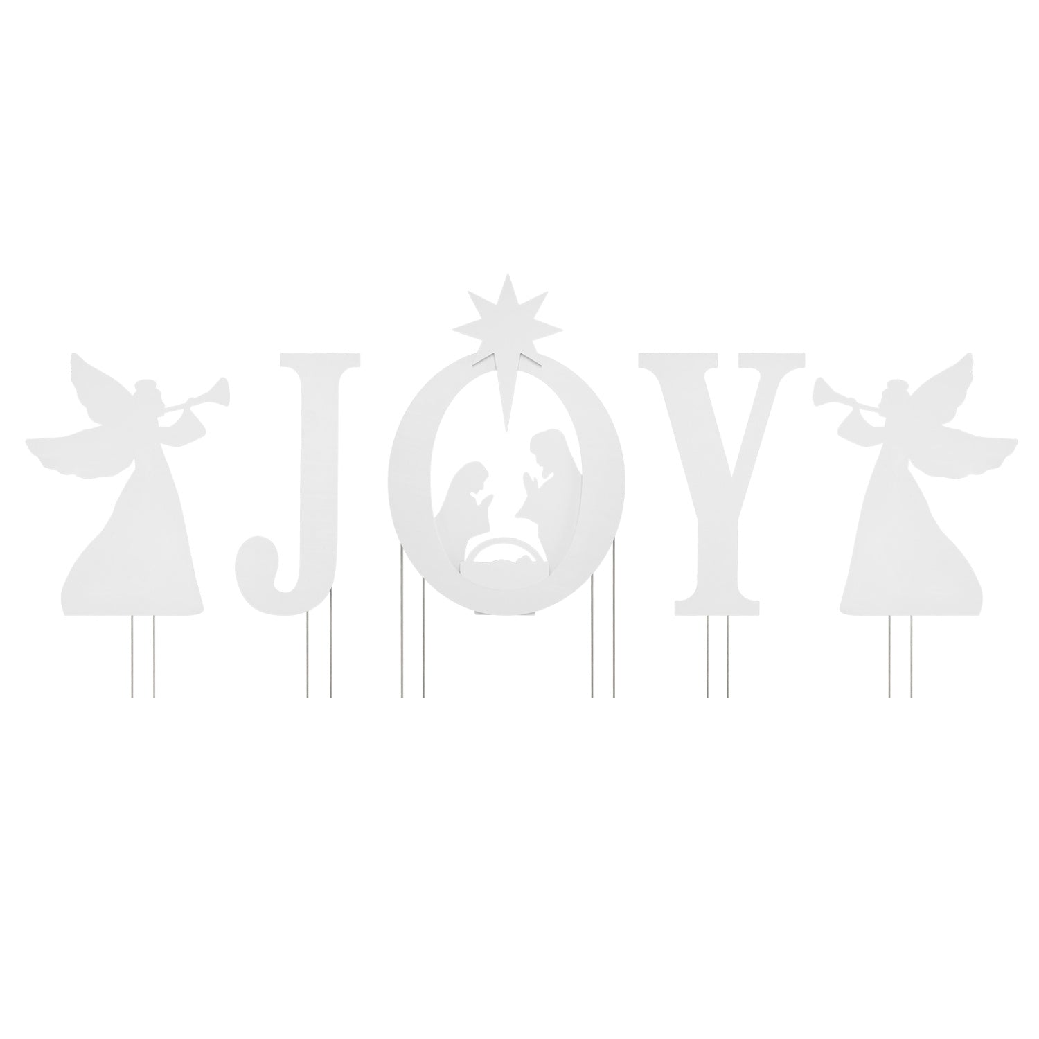 5 PCS Nativity Christmas Yard Sign Set, Angels, White Christmas Decor & Accessories White at Gallery Canada