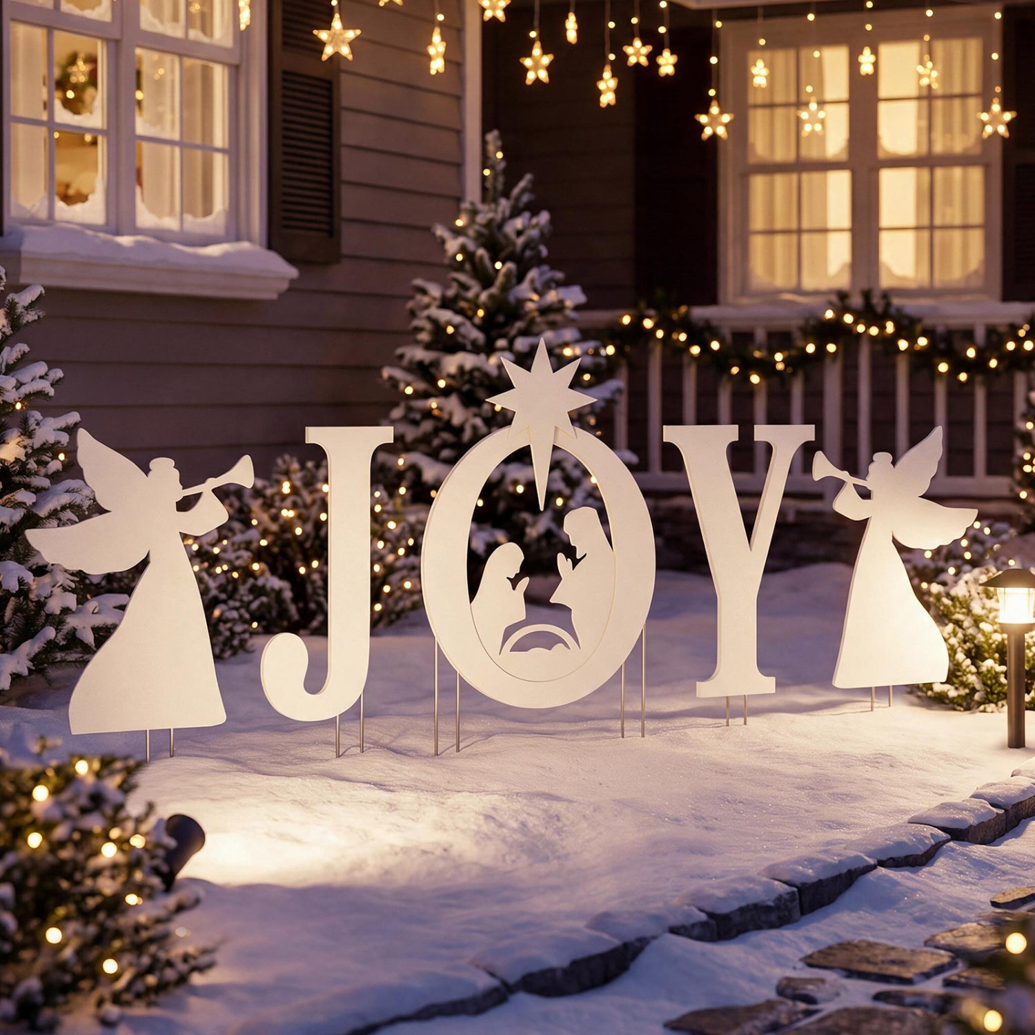 5 PCS Nativity Christmas Yard Sign Set, Angels, White Christmas Decor & Accessories at Gallery Canada