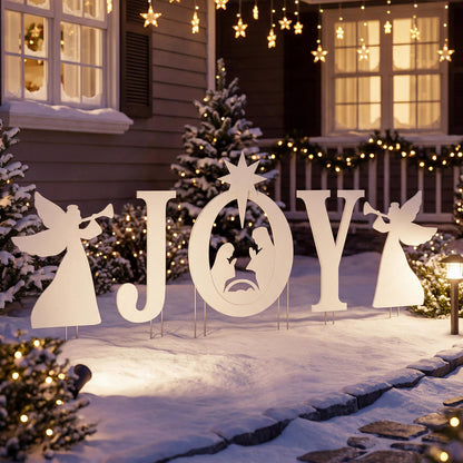 5 PCS Nativity Christmas Yard Sign Set, Angels, White Christmas Decor & Accessories at Gallery Canada