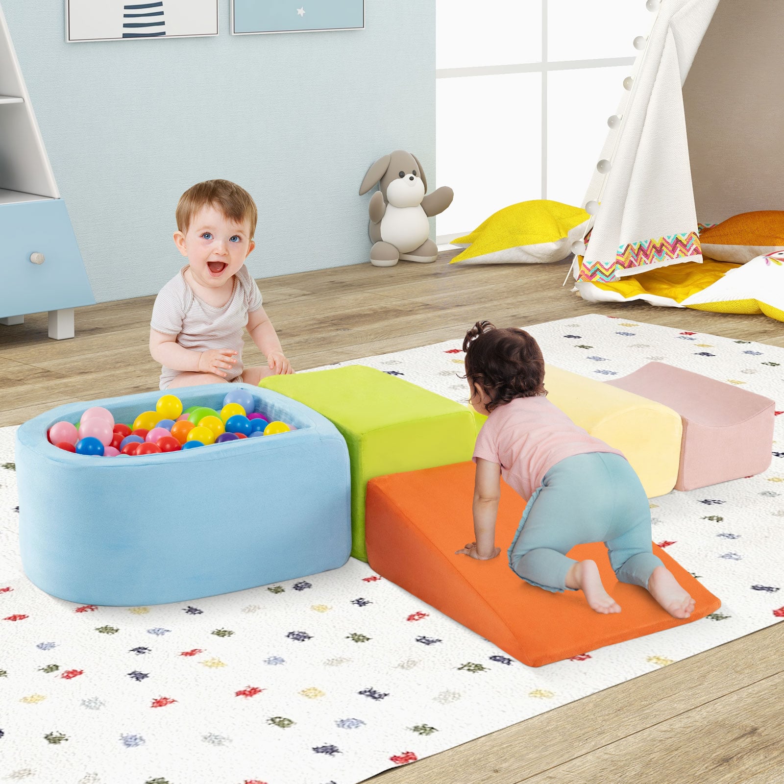 5-Piece Climb And Crawl Playset With Ball Pit, Multicolor Climbers & Slides at Gallery Canada