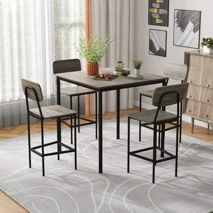 5-Piece Counter Height Dining Bar Table Set, 4 Chairs, Gray Dining Room Sets at Gallery Canada