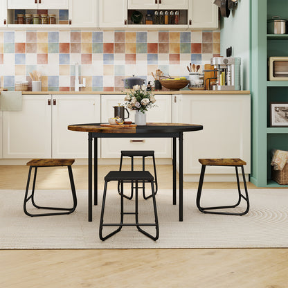 5-Piece Dining Set, 47 Inch Round Kitchen Table, 4 Stools, Brown Dining Room Sets at Gallery Canada
