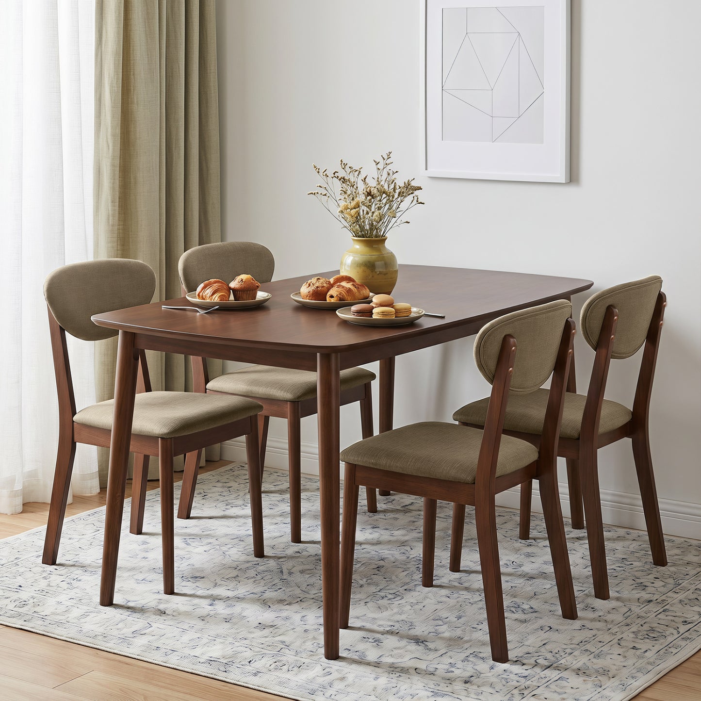 5-Piece Dining Set, Rectangular Table, Fabric Chairs, Beige Dining Room Sets at Gallery Canada