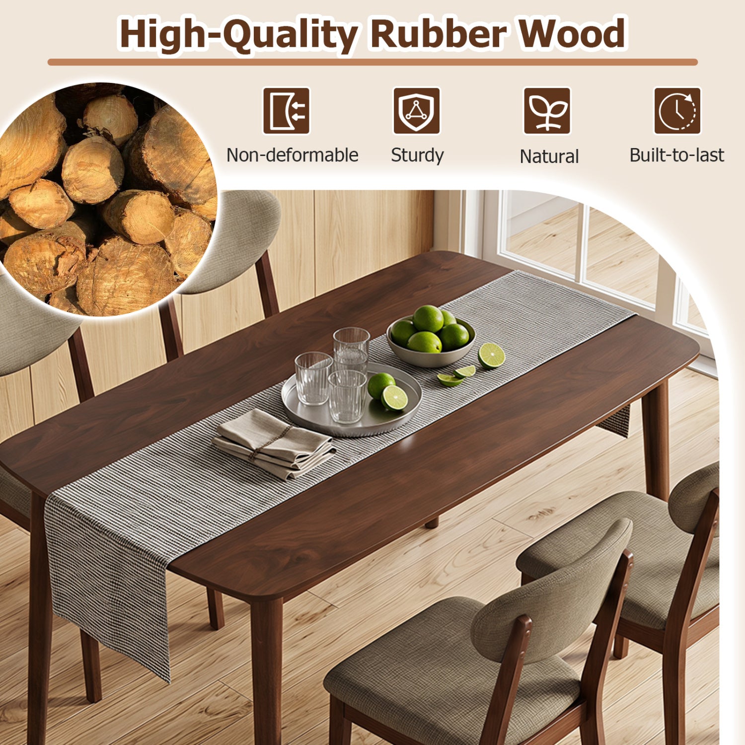 5-Piece Dining Set, Rectangular Table, Fabric Chairs, Beige Dining Room Sets at Gallery Canada