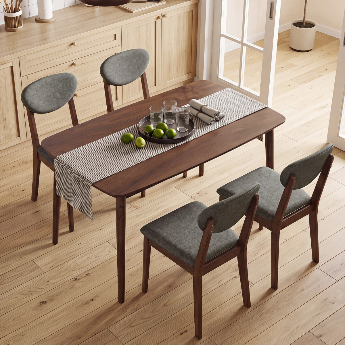5-Piece Dining Set for 4, Rectangular Table, Fabric Chairs, Gray Dining Room Sets at Gallery Canada