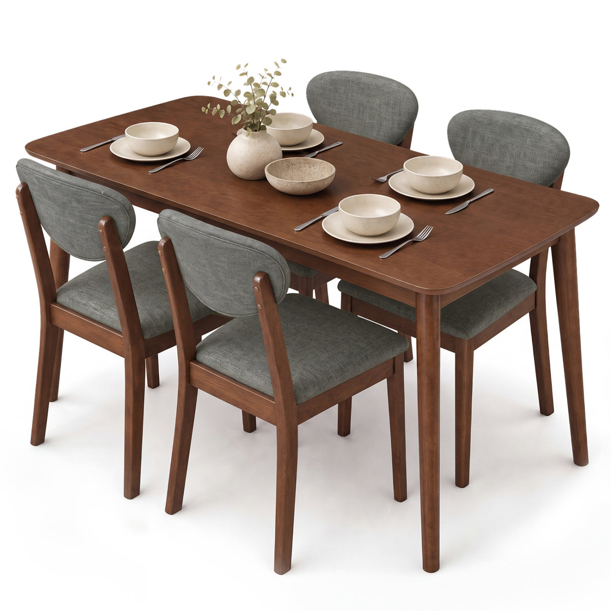 5-Piece Dining Set for 4, Rectangular Table, Fabric Chairs, Gray Dining Room Sets at Gallery Canada