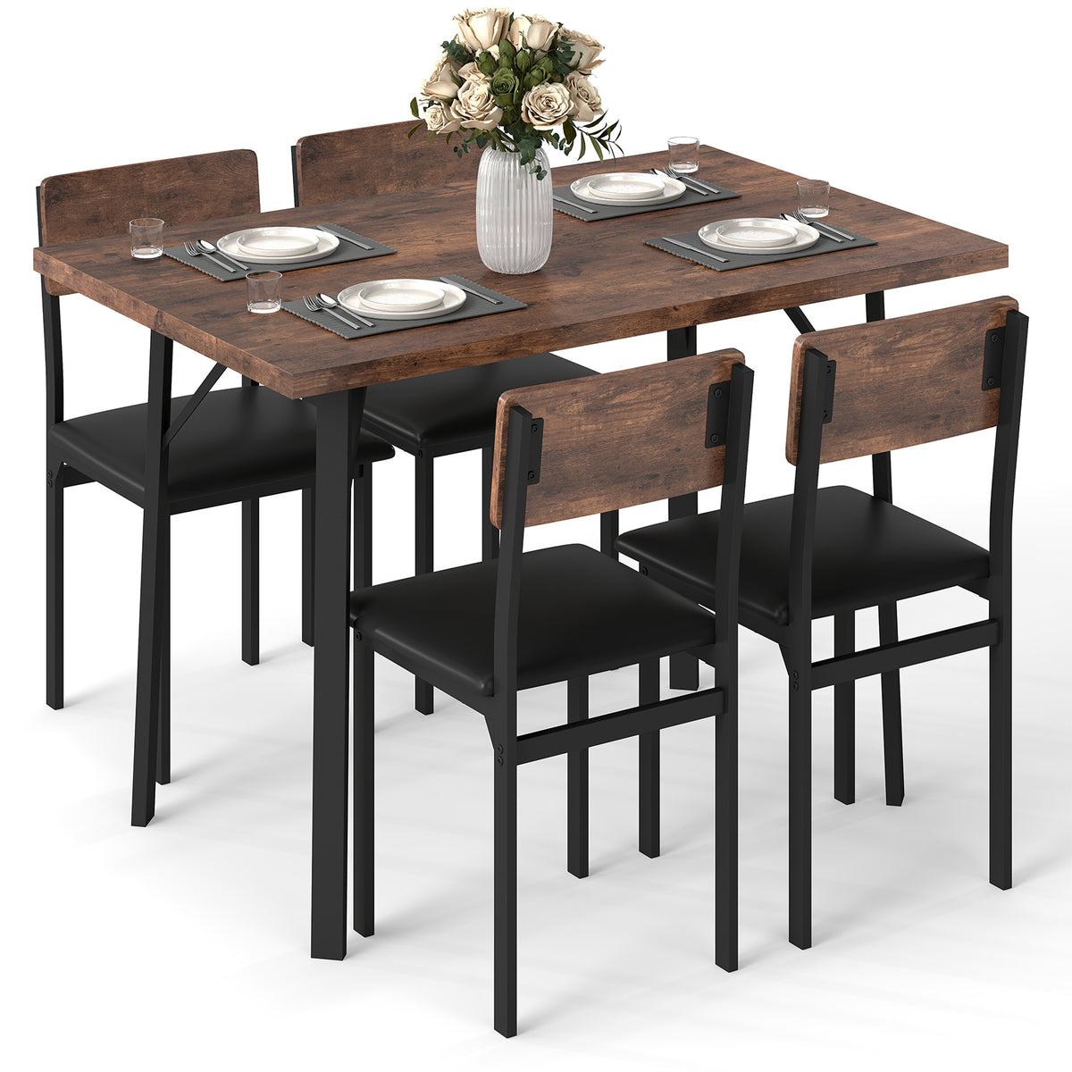 5-Piece Dining Table Set For 4 People, Brown Dining Room Sets at Gallery Canada