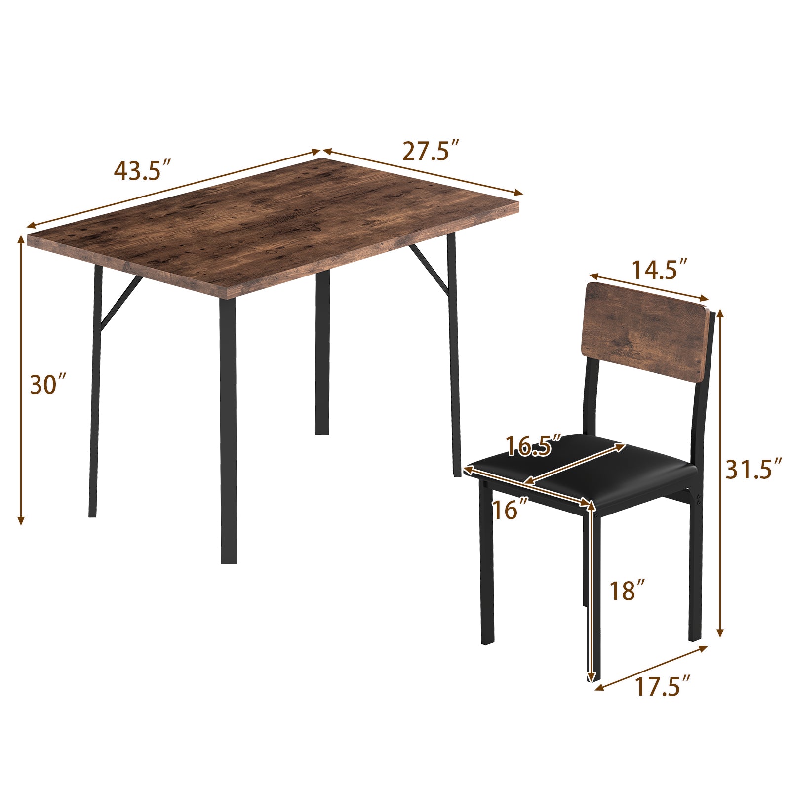 5-Piece Dining Table Set For 4 People, Brown Dining Room Sets at Gallery Canada