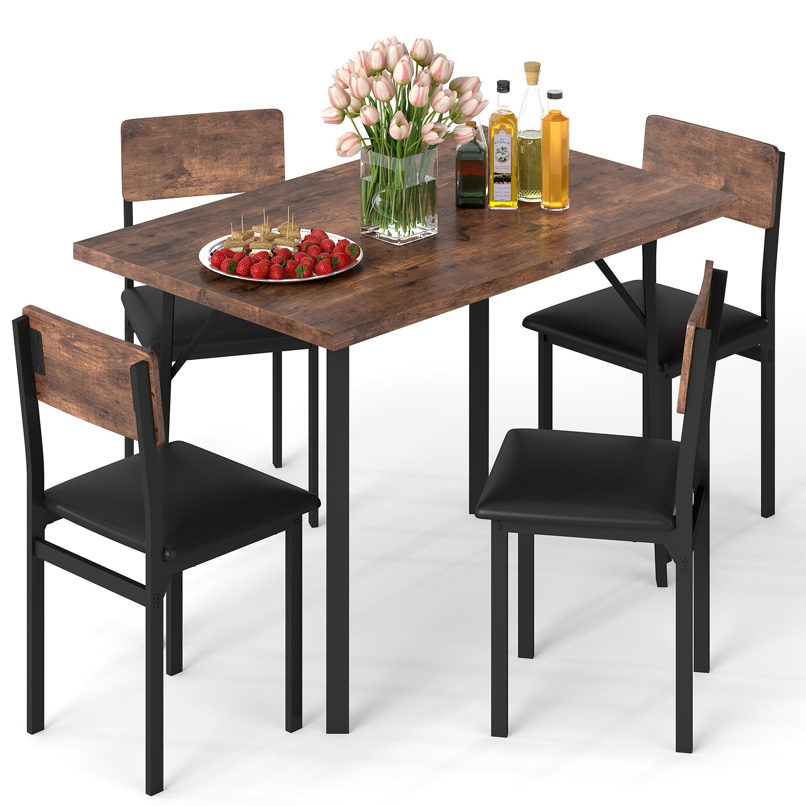 5-Piece Dining Table Set For 4 People, Brown Dining Room Sets at Gallery Canada