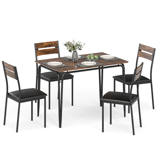 5-Piece Dining Table Set, Rectangular Kitchen Table, 4 Armless Chairs, Brown Dining Room Sets Rustic Brown at Gallery Canada