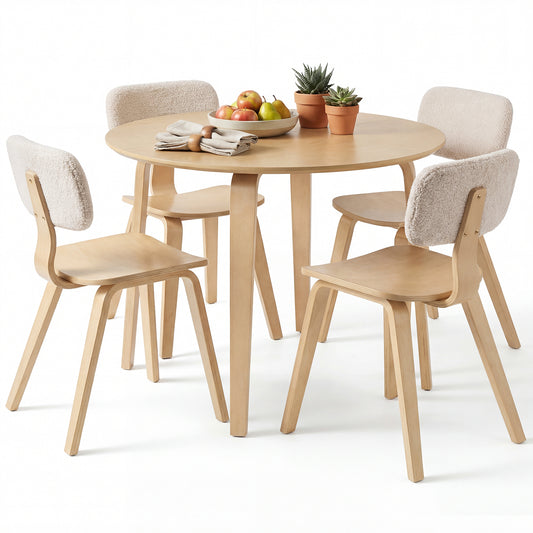 5 Piece Dining Set, 4 Padded Chairs, Rubber Wood Table, Natural Dining Room Sets Natural at Gallery Canada