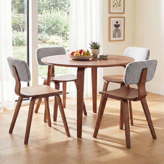 5 Piece Dining Set, 4 Padded Chairs, Rubber Wood Table, Gray Dining Room Sets Walnut & Gray at Gallery Canada