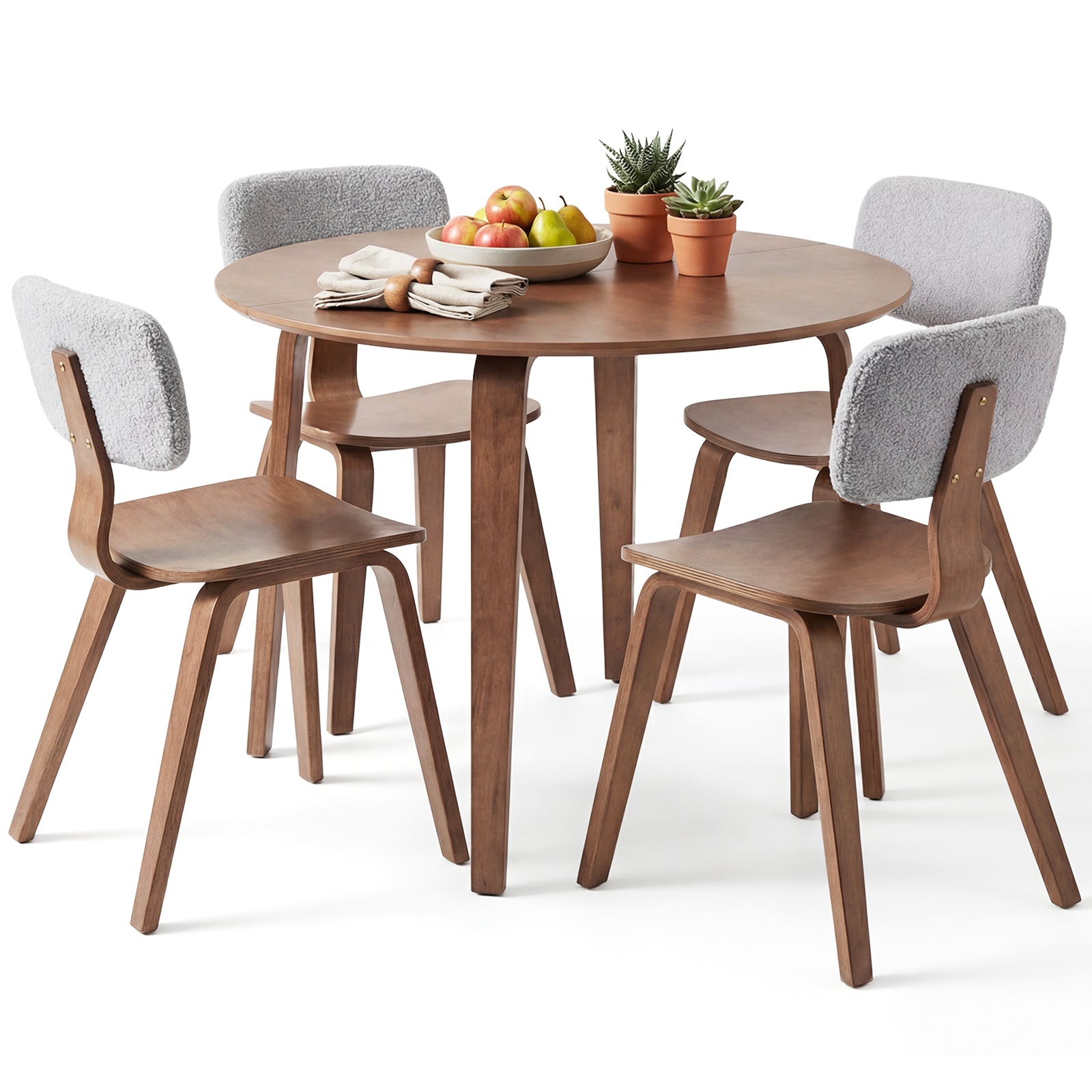 5 Piece Dining Set, 4 Padded Chairs, Rubber Wood Table, Gray Dining Room Sets at Gallery Canada