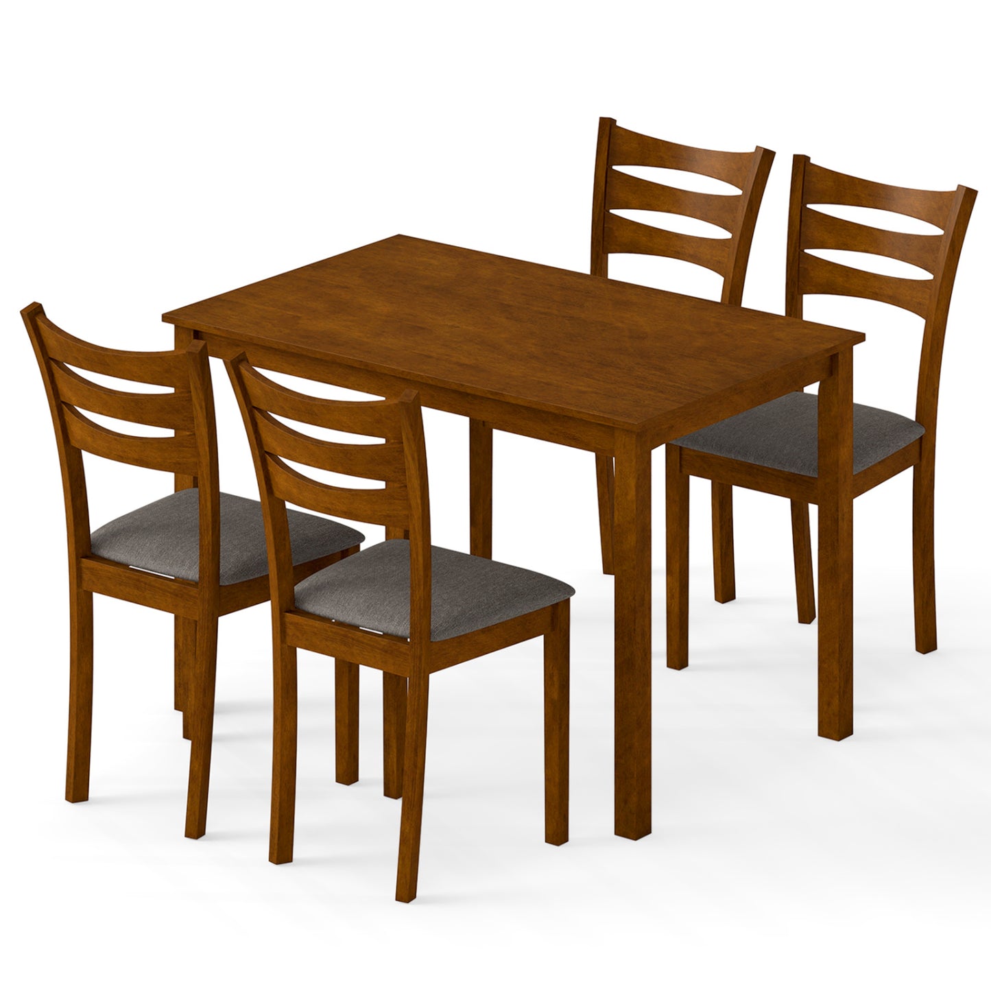 5-Piece Dining Set, Linen Chairs, Rubber Wood Frame Dining Room Sets Brown at Gallery Canada
