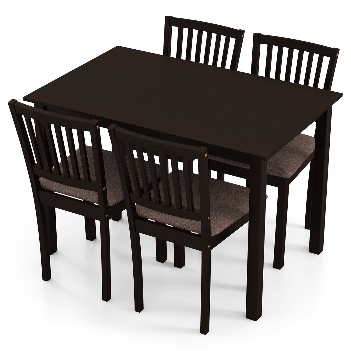 5-Piece Dining Set, Rectangular Table, 4 Upholstered Chairs, Dark Brown Dining Room Sets at Gallery Canada