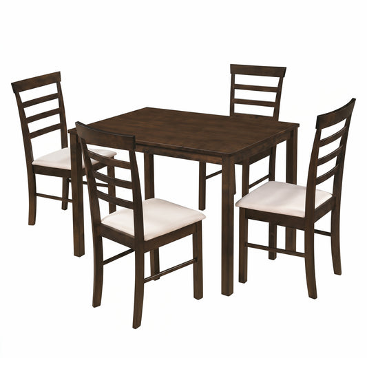 5-Piece Dining Table Set with 4 Upholstered Chairs, Brown Dining Room Sets Brown at Gallery Canada