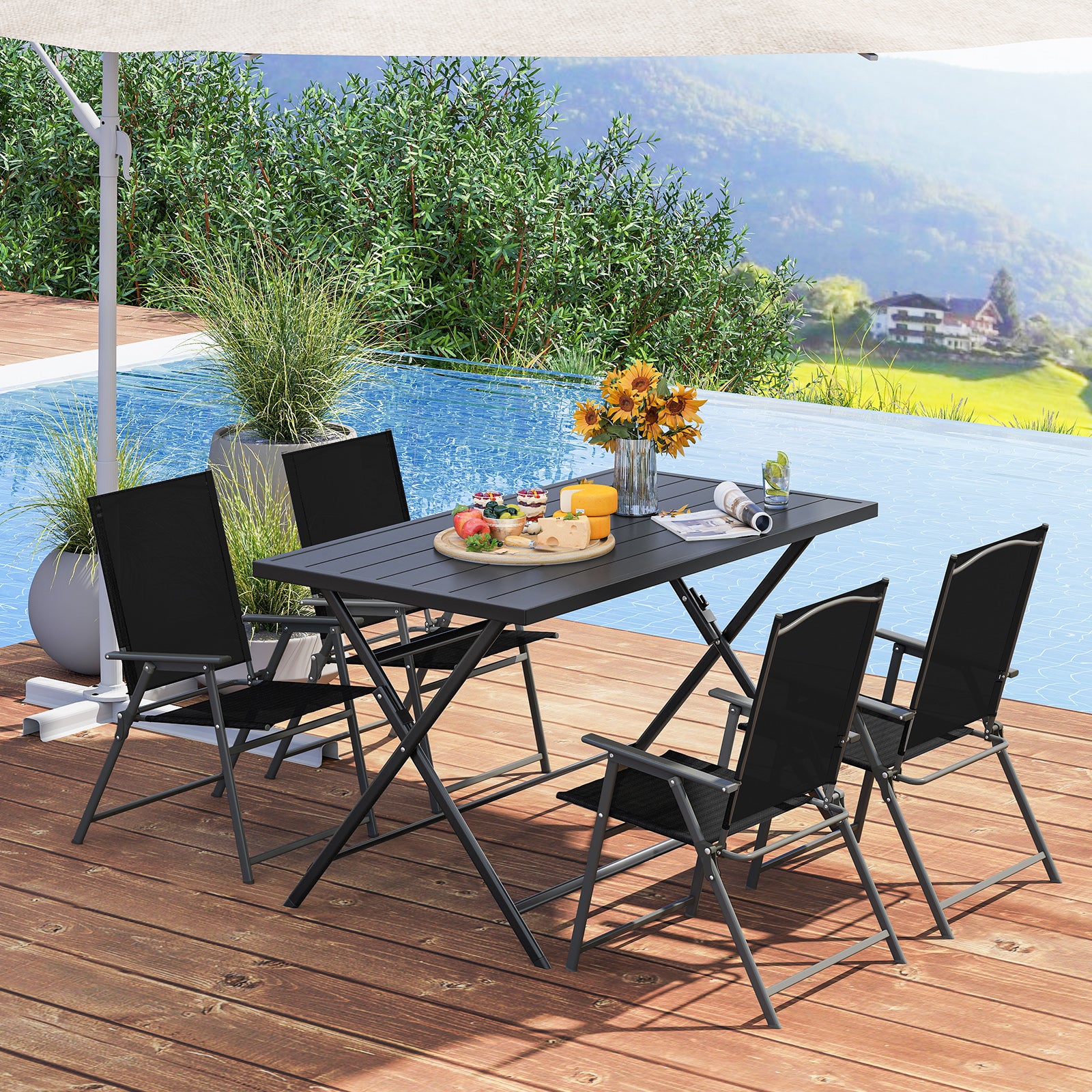 5-Piece Foldable Outdoor Dining Set for Backyard Garden Deck Patio Dining Sets at Gallery Canada