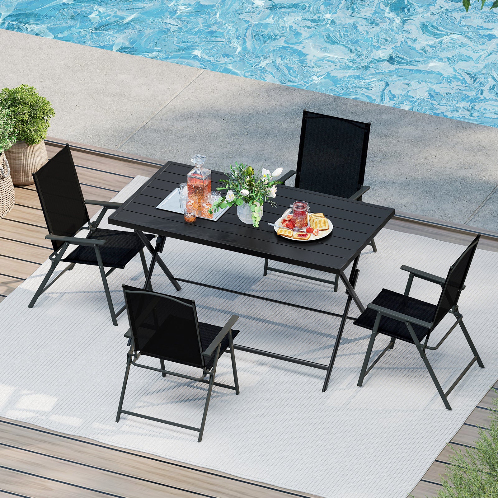 5-Piece Foldable Outdoor Dining Set for Backyard Garden Deck Patio Dining Sets at Gallery Canada