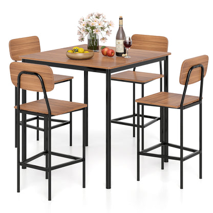 Industrial Dining Table Set, 5-Piece, Counter Height, Teak Dining Room Sets at Gallery Canada