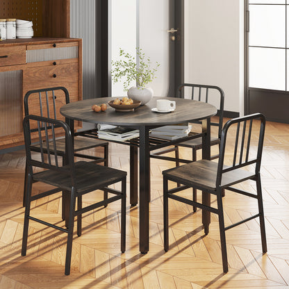 5-Piece Round Dining Table Set, Storage Shelf, Gray Dining Room Sets at Gallery Canada