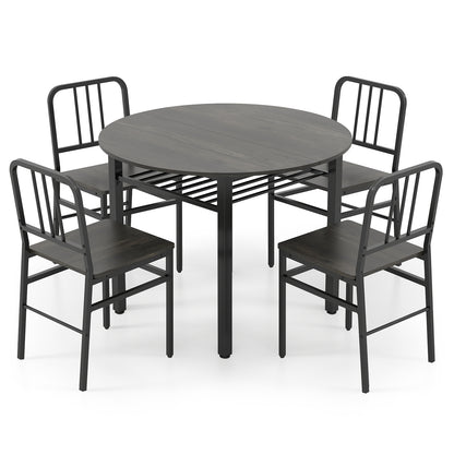 5-Piece Round Dining Table Set, Storage Shelf, Gray Dining Room Sets at Gallery Canada