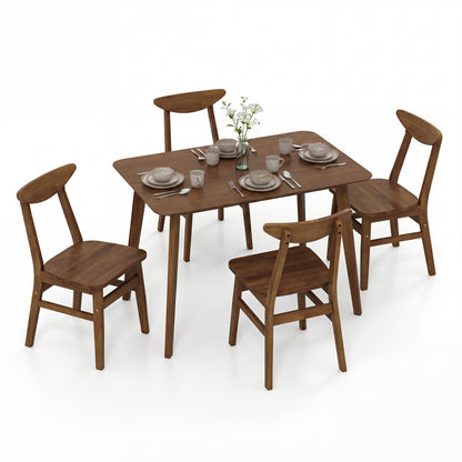 5-Piece Solid Wood Dining Table Set, Walnut Dining Room Sets at Gallery Canada