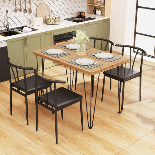 5-Piece Dining Table Set, Rectangular Kitchen Table, 4 Armless Chairs, Black