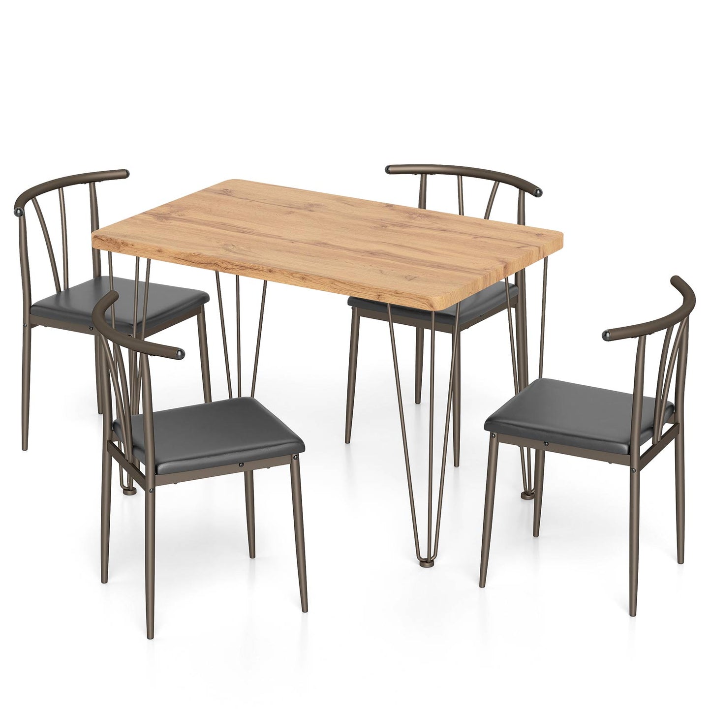5-Piece Dining Table Set, Rectangular Kitchen Table, 4 Armless Chairs, Black Dining Room Sets at Gallery Canada