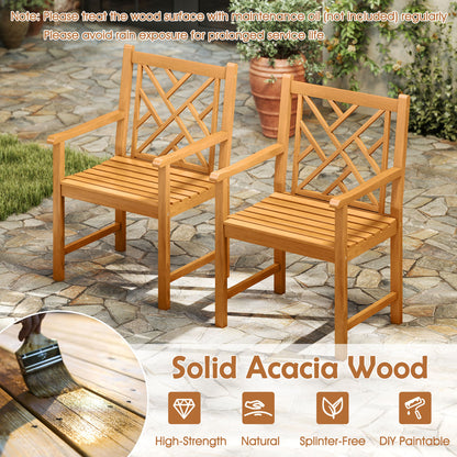 5-Piece Square Patio Dining Set, Acacia Table & Armchairs, Natural Patio Dining Sets at Gallery Canada