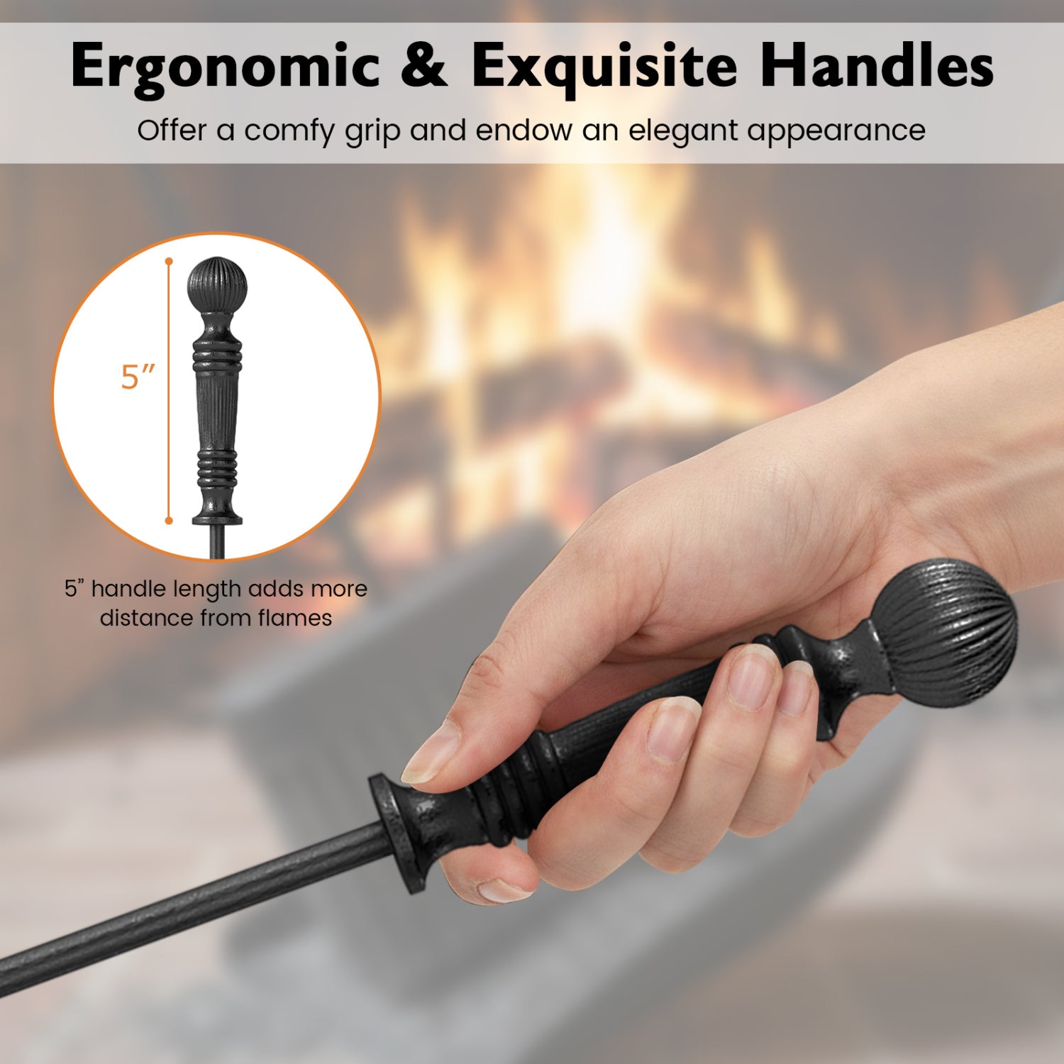 5-Pieces Fireplace Tool Set Indoor Outdoor Fire Place Set Tools with Aluminum Handles Fireplace Tools at Gallery Canada