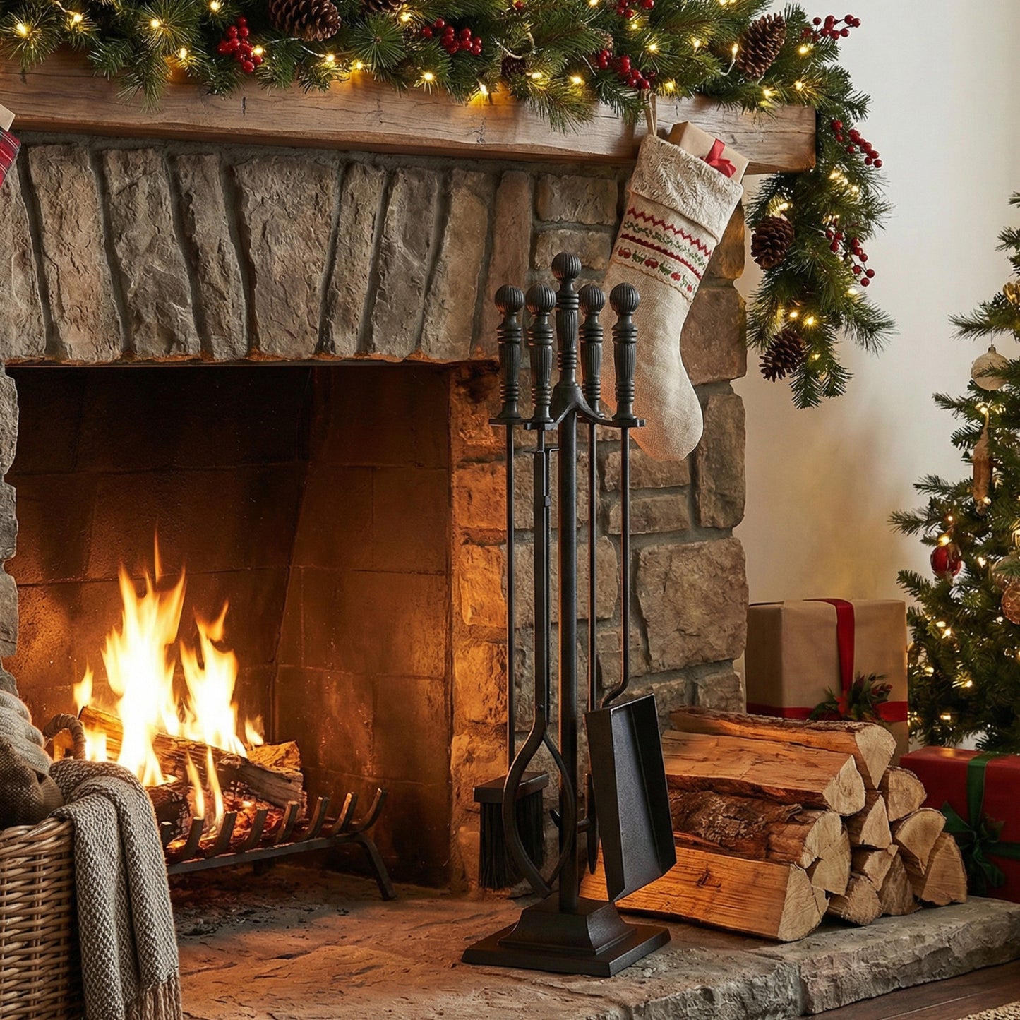 5-Pieces Fireplace Tool Set Indoor Outdoor Fire Place Set Tools with Aluminum Handles Fireplace Tools at Gallery Canada
